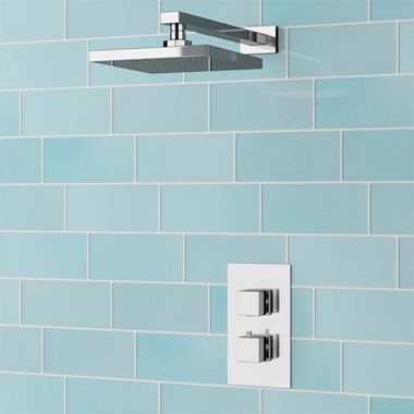 Delilah Concealed Thermostatic Shower Valve & ABS Fixed Shower Head - 300mm Ceiling Shower Arm